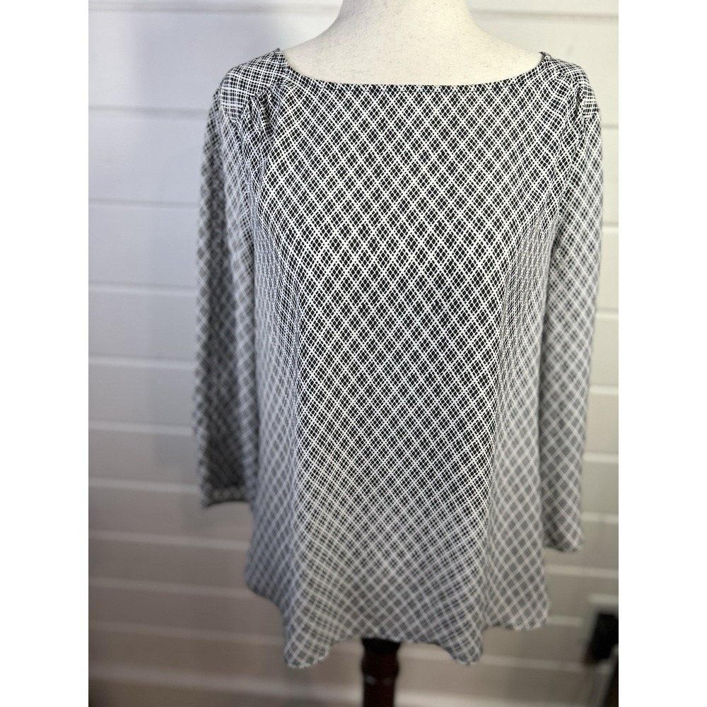 The Limited Black & White Abstract Dress Blouse Workwear Size Medium